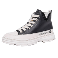 依思Q休闲女鞋时尚高帮鞋子平底舒适秋冬季加绒保暖学生平底