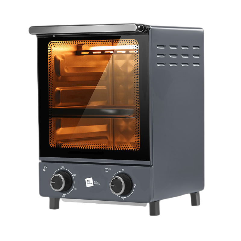 米技生活(Design Germany) 立式电烤箱家用多功能耐热钢化玻璃门 EO-H12L 12L 黑色
