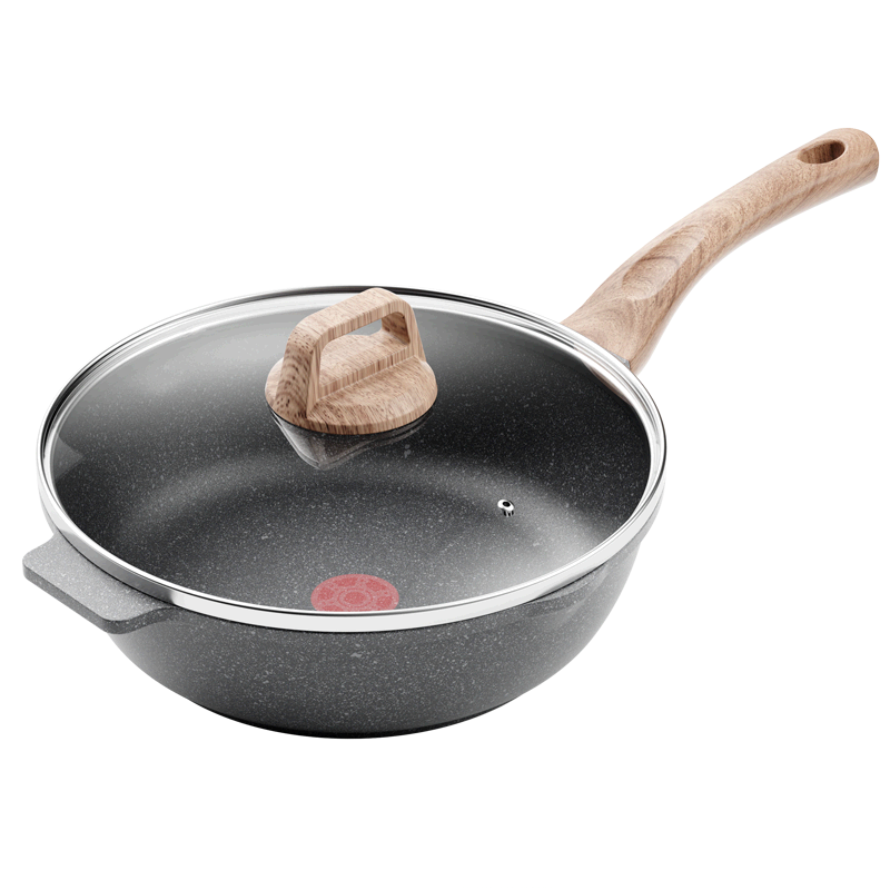 荣事达(Royalstar)24cm火红点麦饭石深煎锅煎炒两用不粘锅家用平底炒菜锅电磁炉燃气通用RA11221301