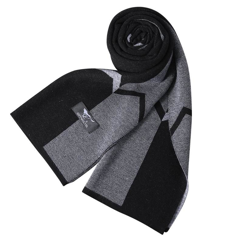 七匹狼羊毛围巾男新款男士冬季格子围脖加厚保暖冬款爸爸礼物礼盒