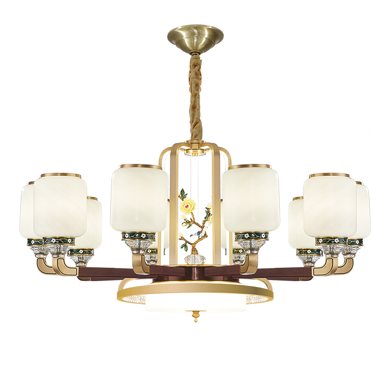 克罗斯塔 克罗斯塔 新中式吊灯全铜客厅餐厅灯古典红木灯具别墅轻奢简约饭厅灯饰