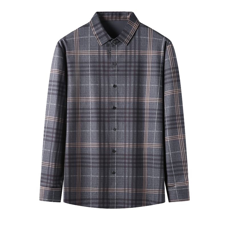 千锦鸟(Qianjinniao)2022年春秋新款长袖格子男士无痕免烫大码衬衫中老年商务上班正装高端衬衣爸爸装抗皱寸衣