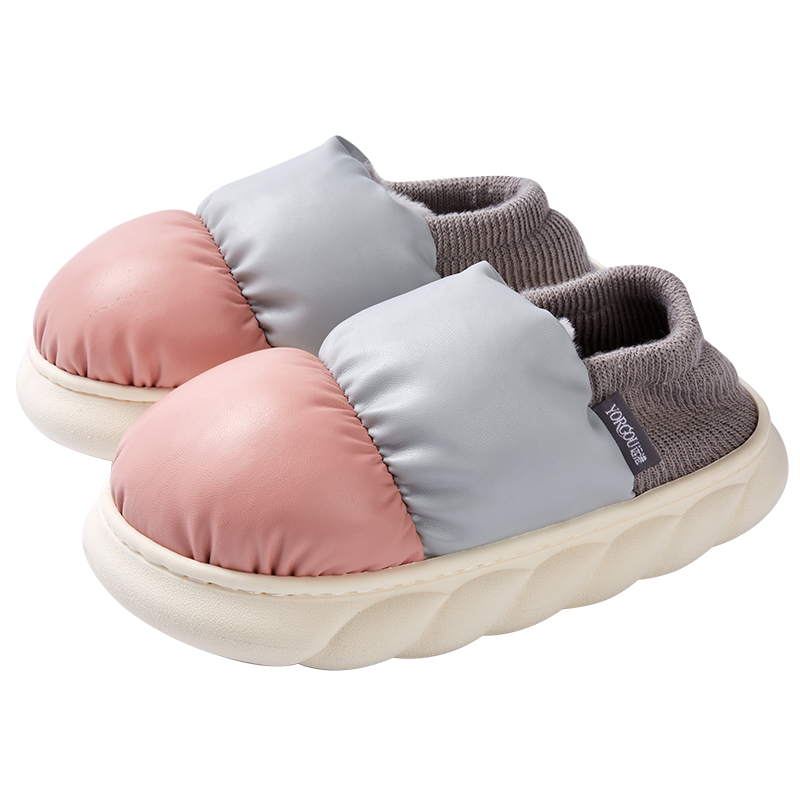 遠港包跟棉拖鞋女秋冬季居家用室内保暖加绒防滑月子鞋产后厚底男