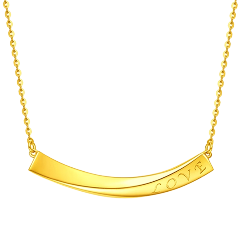 周大福ING系列弧形LOVE足金黄金项链计价(工费:480元)F227020送礼