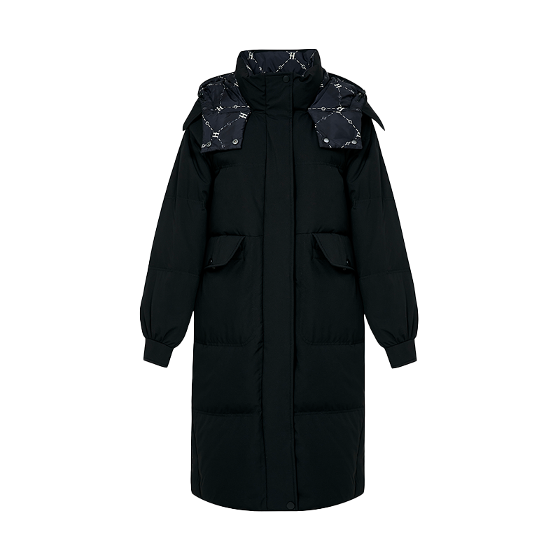 雪中飞羽绒服女过膝长款2022冬季新款时尚修身显瘦鸭绒冬装厚外套