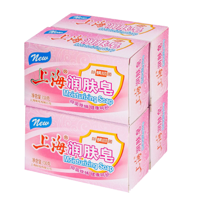 上海润肤皂 洗脸洗澡洗手夏季舒爽型滋润柔滑舒适健康 润肤皂130g*4块装