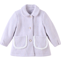 铅笔俱乐部童装女小童夹棉外套呢格子儿童棉服小香风秋冬洋气