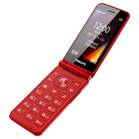 飞利浦 PHILIPS E515A炫舞红 4G全网通翻盖老人手机 双屏双卡双待 大字大声音大按键老年机 学生备用功能机