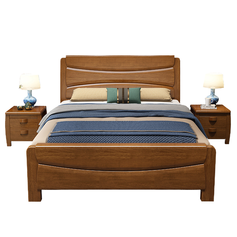 鑫环境 实木床现代简约全实木床1.5米原木家用单人床