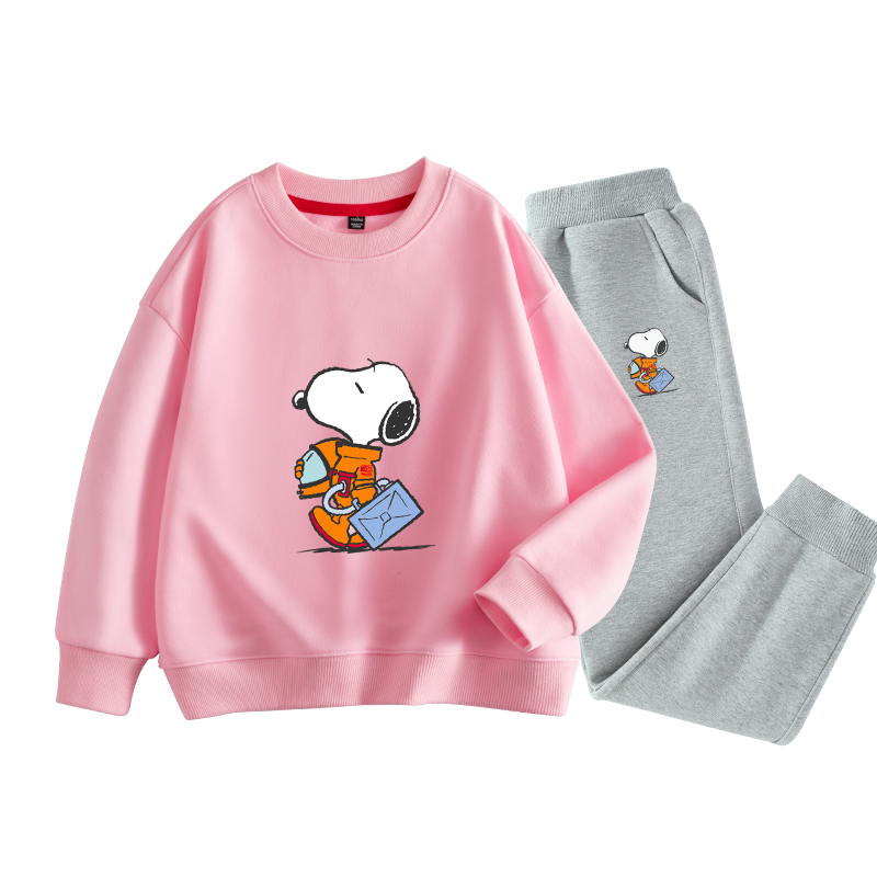史努比(SNOOPY)童装儿童圆领套头卫衣套装男女中大童休闲运动套装TZTYW4B433