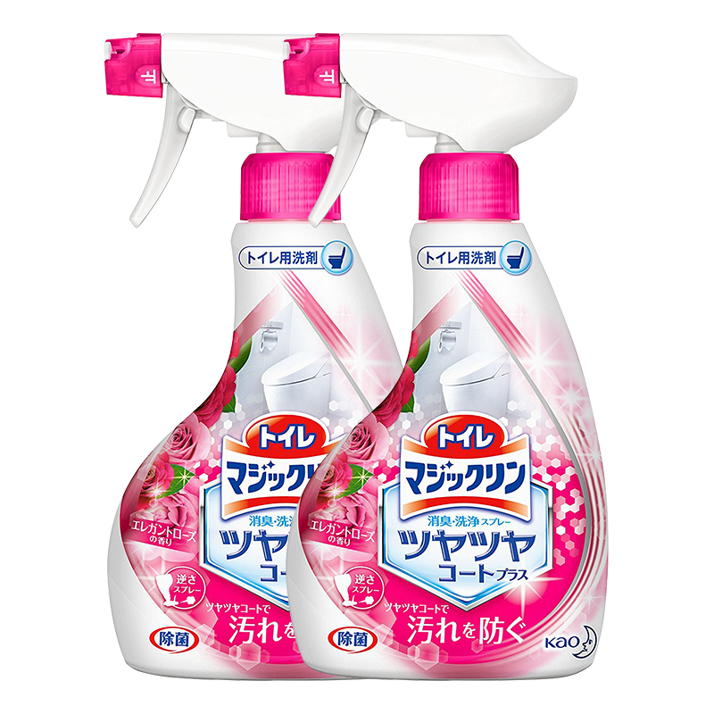日本花王洁厕灵马桶洁厕喷雾玫瑰香2瓶 除臭清洁液厕所清洁剂除垢去渍强力去污除臭