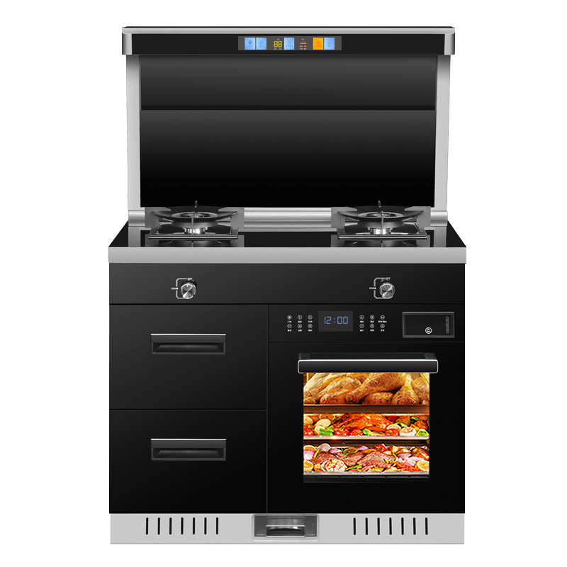 [25档变频]欢呼好太太下吸式集成灶一体灶家用 蒸烤箱一体蒸箱三件套805#BD变频[左消毒柜右蒸烤款] 液化气