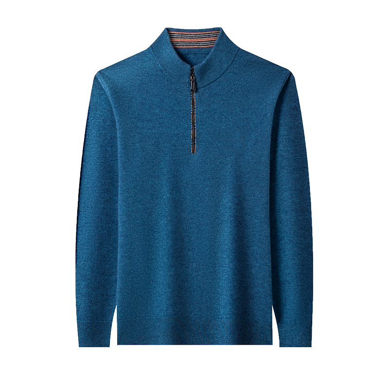 半高领百搭羊毛针织衫秋冬新款100羊毛衫中青年男士加厚毛衣