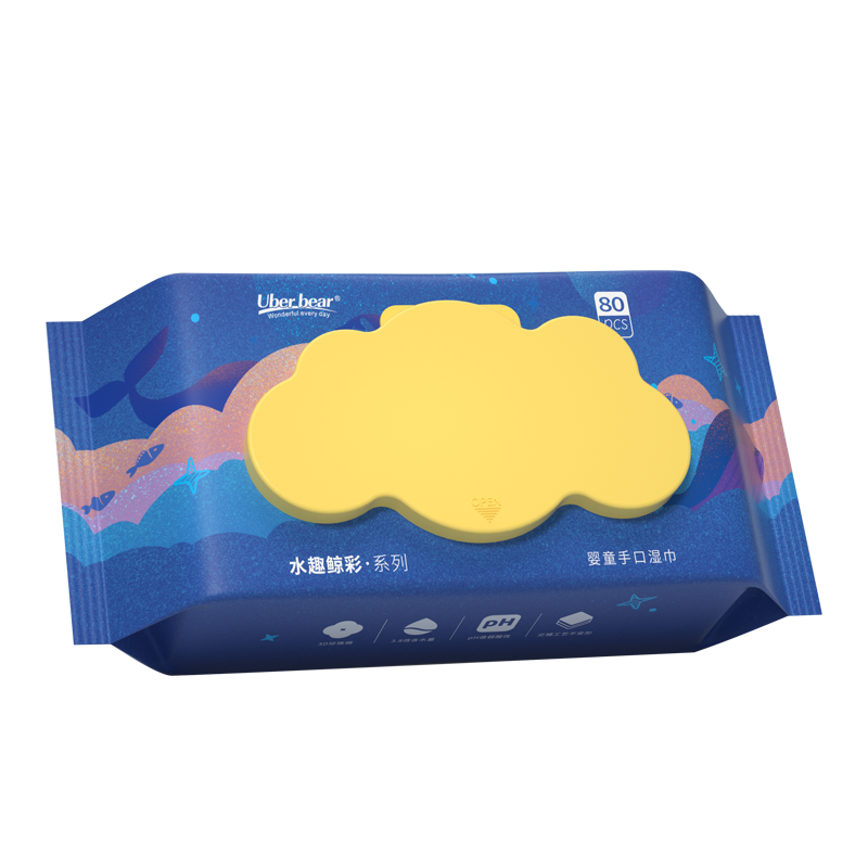 5包英国优步熊湿巾婴儿湿纸巾大包带盖手口专用宝宝婴幼儿湿巾纸批发uberbear新生80抽儿童家用儿厂家正品屁幼儿旅行装