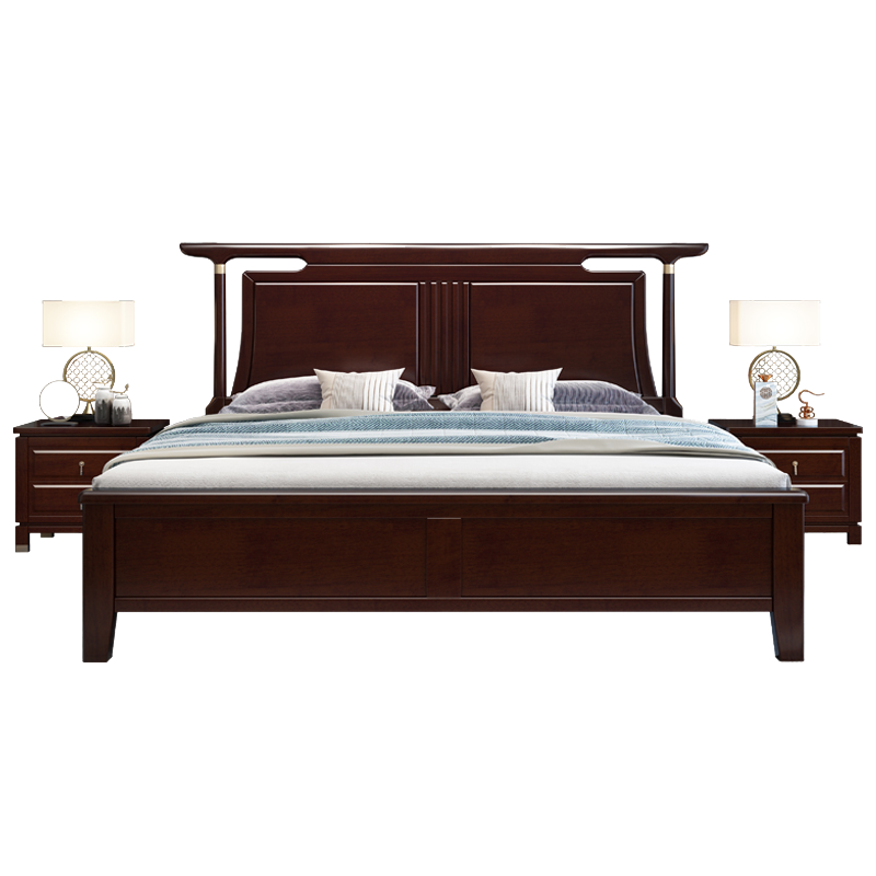 禧漫屋 新中式实木床橡木高箱床1.8米 1.5m双人床现代中国风主卧轻奢家具