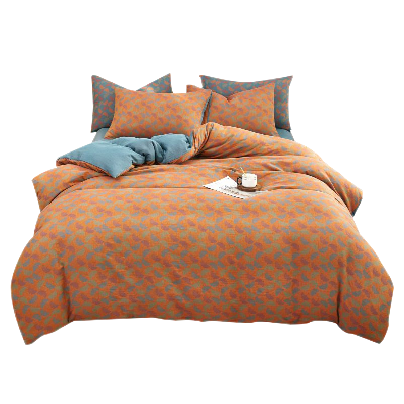 约克罗兰YEKEROLAN 全棉色织提花双层纱四件套A类水洗棉双层纱布套件大版提花被套床单枕套1.8m双人床