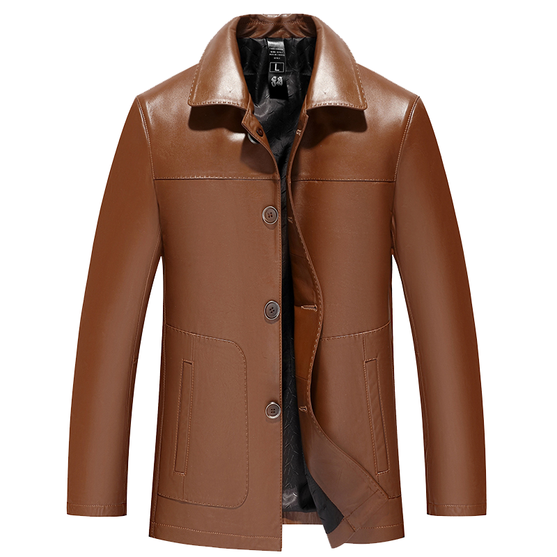新款海宁真皮皮衣男翻领皮夹克外套短款头层牛皮冬季休闲外套 SNX2251