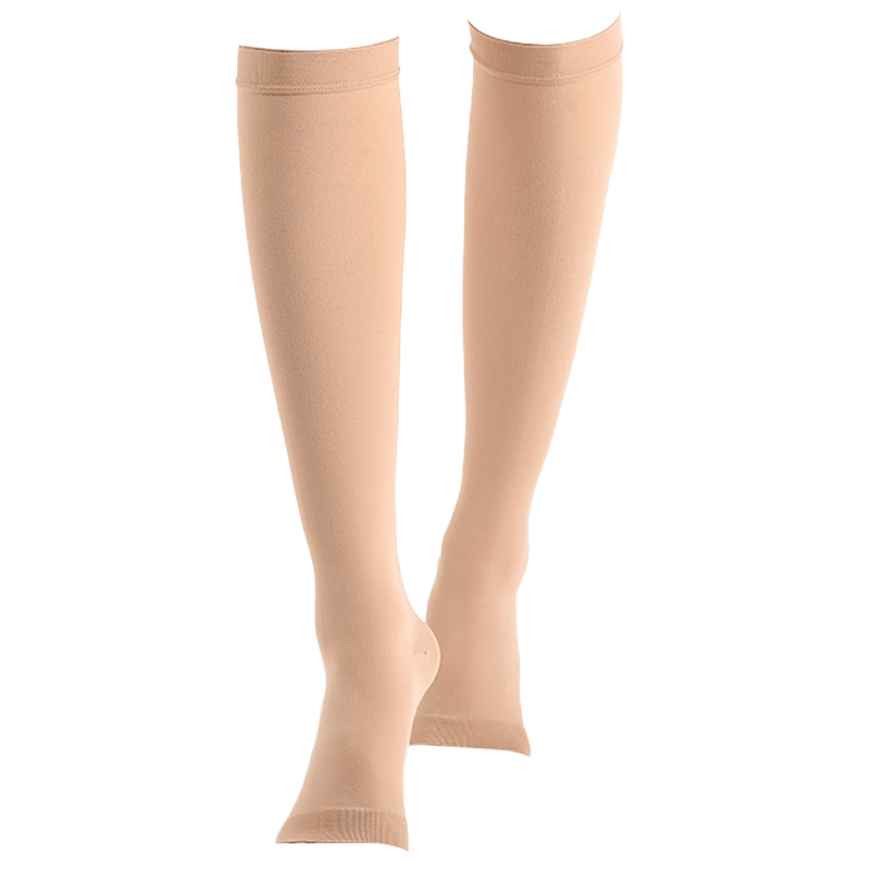 [买一双送一双]爱护佳 治疗型静脉曲张袜弹力裤袜男女医用小腿防血栓护具 孕妇瘦腿袜--中筒露趾(二级压力)-黑色(S码)