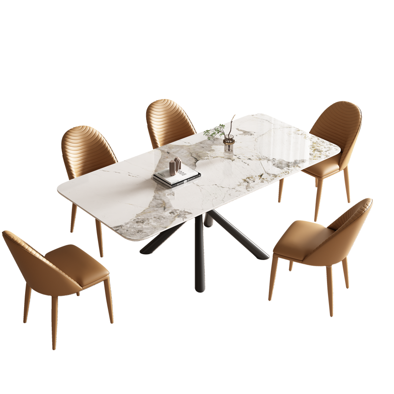 法依兰北欧岩板餐桌家用小户型意式轻奢餐椅极简风餐桌大理石餐桌长方形