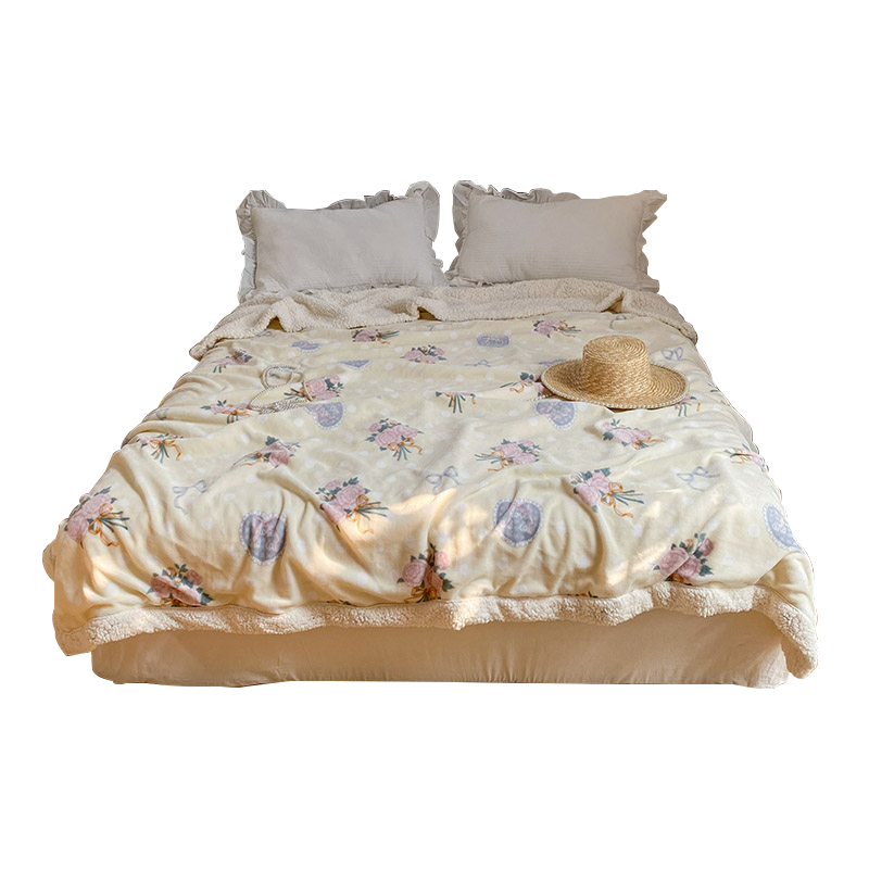 奂米毛毯冬季加厚珊绒盖毯子床上用加绒床单人学生宿舍铺床被子814-3