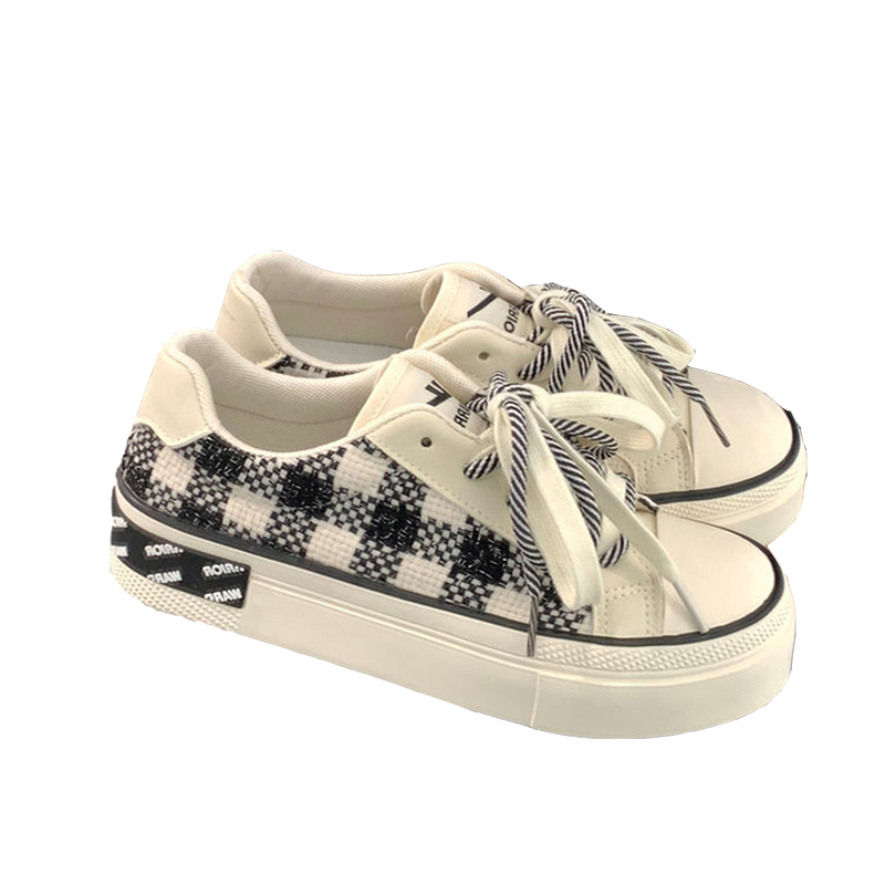 回力女鞋夏季小香风帆布鞋女薄款原创棋盘格小白鞋女百搭透气鞋子