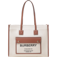 BURBERRY 博柏利 女款织物配皮Freya芙蕾雅托特包手提单肩包小号 80441381