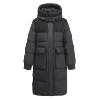 雪中飞冬季羽绒服女中长款过膝连帽纯色简约韩版加厚外套