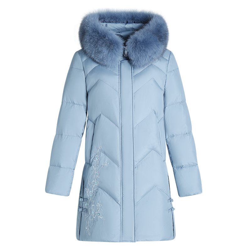 雪中飞加厚冬季防寒保暖柔软毛领修身显瘦时尚大气妈妈装羽绒服女