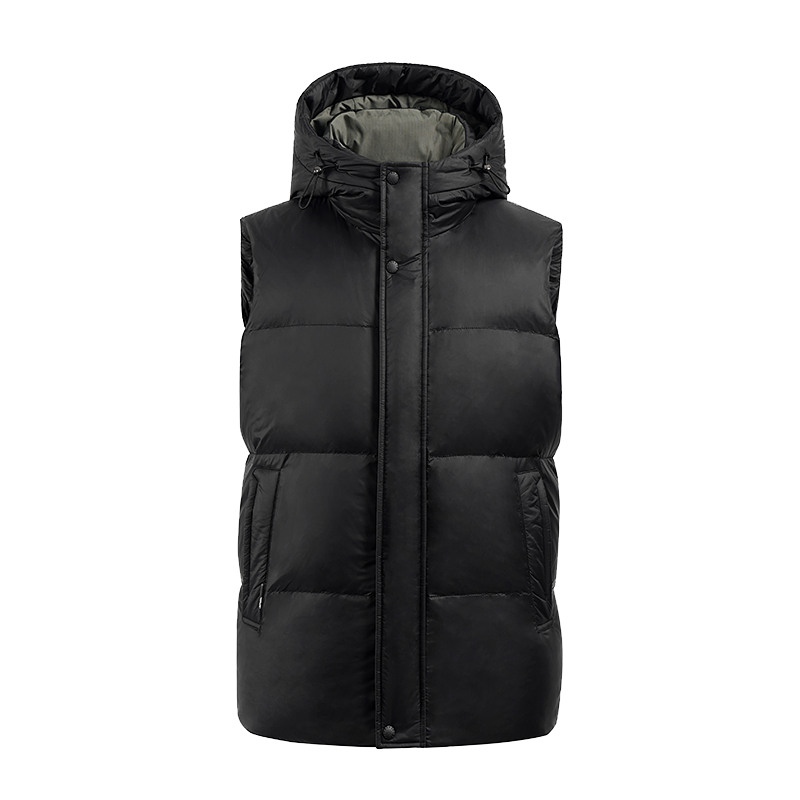 雪中飞2022新款秋冬男士连帽休闲坎肩短款简约羽绒马甲保暖背心