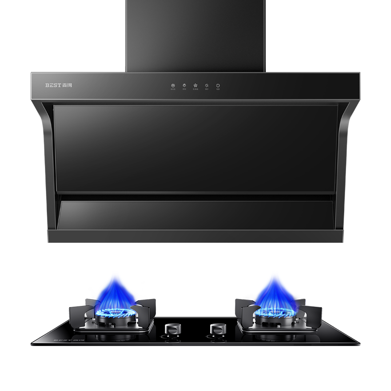 华帝百得油烟机燃气灶套装大吸力油烟机灶具套餐厨房三件套7字型顶侧双吸油烟机自清洗E600+QE53+DX11(液化气)