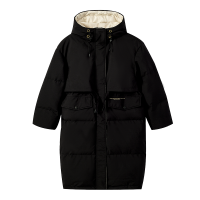 雪中飞冬季新款潮流加长宽松可束腰修身连帽立领防风保暖羽绒服女