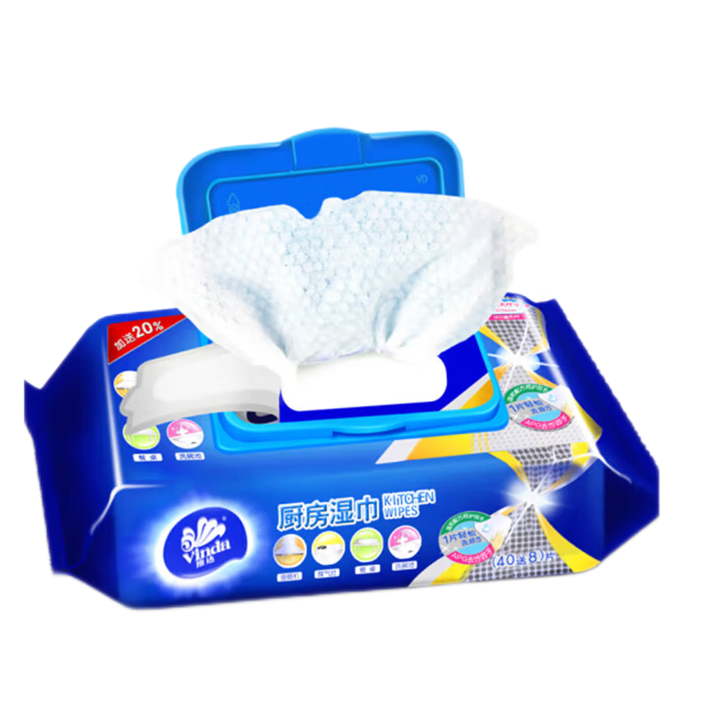 维达(Vinda)VW4002-1厨房用纸湿巾带盖48片/包 厨房抽纸湿巾轻松清洁去油污大尺寸湿纸巾 1包装