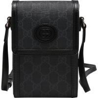 GUCCI 古驰 男士帆布配皮互扣式双G单肩斜挎包迷你款 699402 92TCF