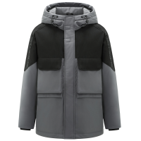 雪中飞连帽羽绒服男士2022冬季双色拼接黑色工装潮流保暖冬装外套