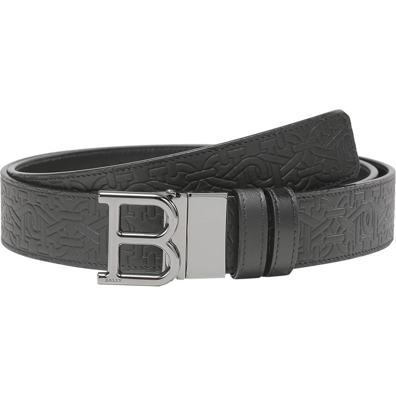 BALLY 巴利 男士皮革可裁剪B字搭扣板扣式双面皮带腰带3.5cm B 35 M SM