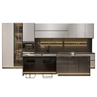 [玻璃系列二]科凡定制整体橱柜厨房餐厨一体家用橱柜石英石台面