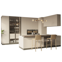 [烤漆平板系列]科凡定制整体橱柜家用厨房餐厨一体石英石台面