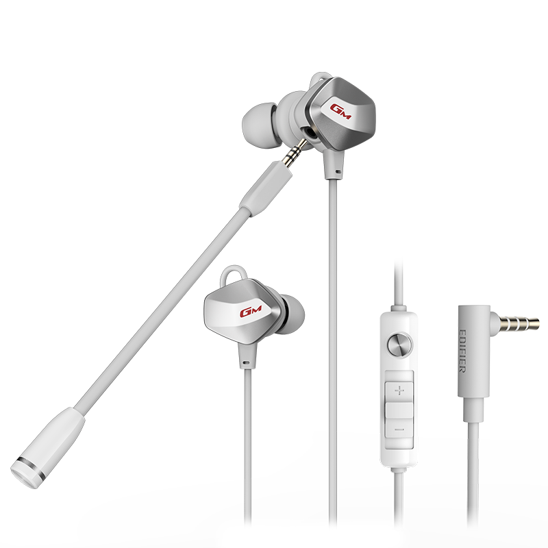 EDIFIER/漫步者 HECATE GM430 入耳式3.5MM接口单孔带麦话筒电脑耳麦笔记本有线 银白色