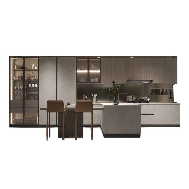 [木纹平板系列三]科凡全屋定制橱柜家用厨房橱柜组合柜厨房置物架收纳柜子预付金