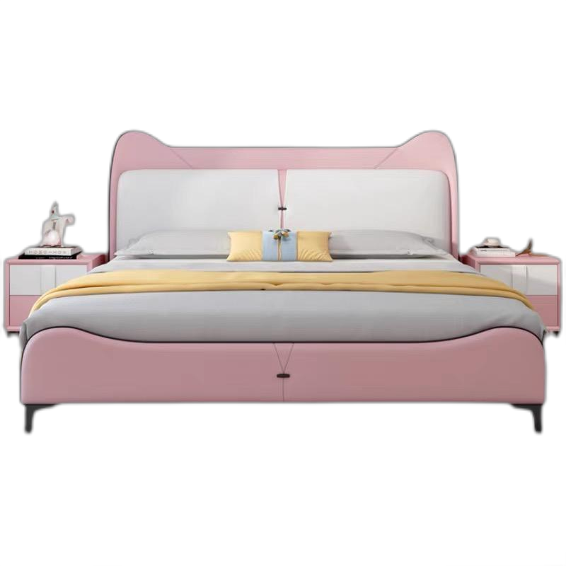 轩将木业 科技布儿童床现代简约1.2m1.5m1.8m单人床卡通学生男孩女孩实木软包床9099#