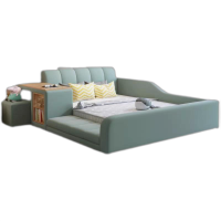 轩将木业 儿童实木床现代简约轻奢单人女孩公主床男孩榻榻米软包护栏书桌一体多功能童床