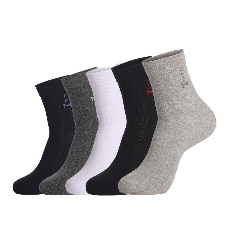 猫人男士5双装袜子中筒袜防臭吸汗透气抑菌商务棉袜
