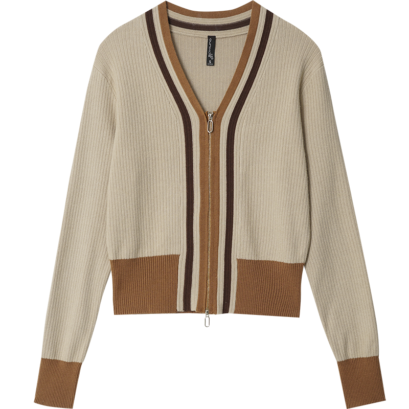 OUNIXUE欧昵雪 | 减龄上衣针织衫女毛衣外套洋气撞色长袖百搭休闲修身开衫