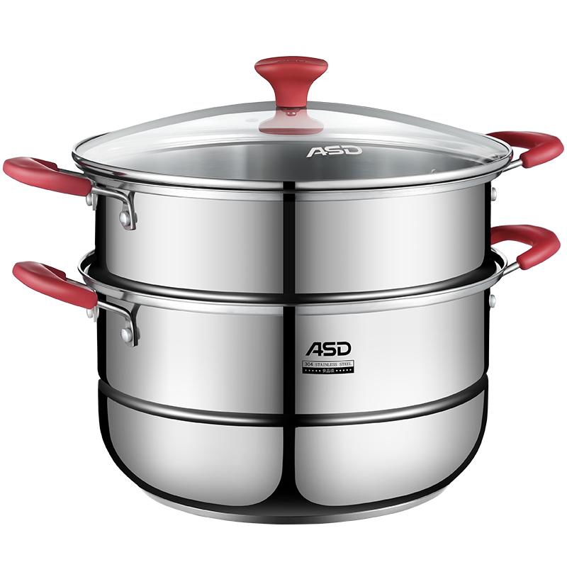 爱仕达 蒸锅 二层30cm 304不锈钢家用大号厚底 带蒸笼/蒸屉 电磁炉燃气通用 ZS30C5WG