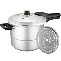 爱仕达高压锅家用燃气焖锅炖锅煲汤锅T型6.1L 六保险22CM铝合金压力锅明火专用 带蒸篦 YL22T2WG