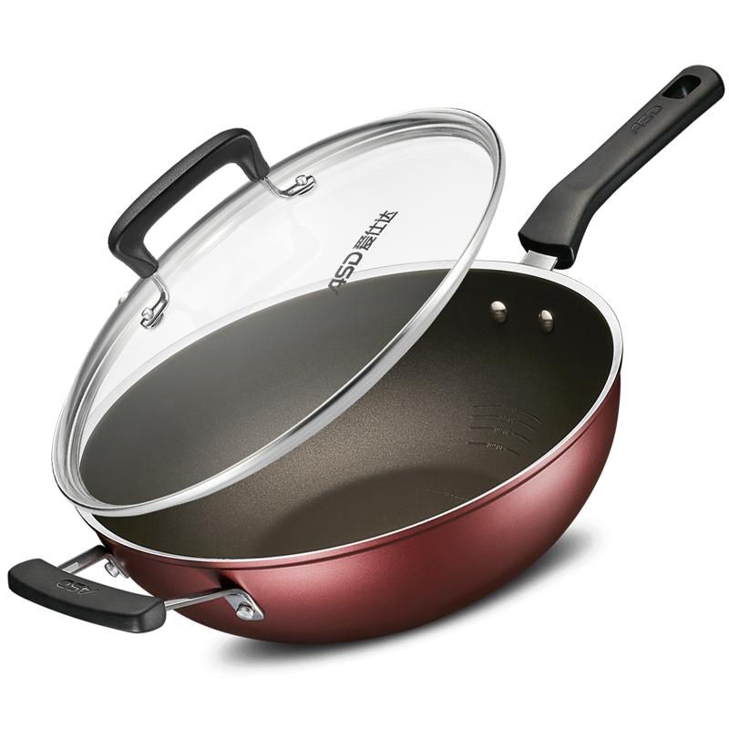 爱仕达不粘锅炒锅 炒菜锅晶石新不粘煎炒锅32cm 平底麦饭石色 电磁炉煤燃气通用 CL32S8WG