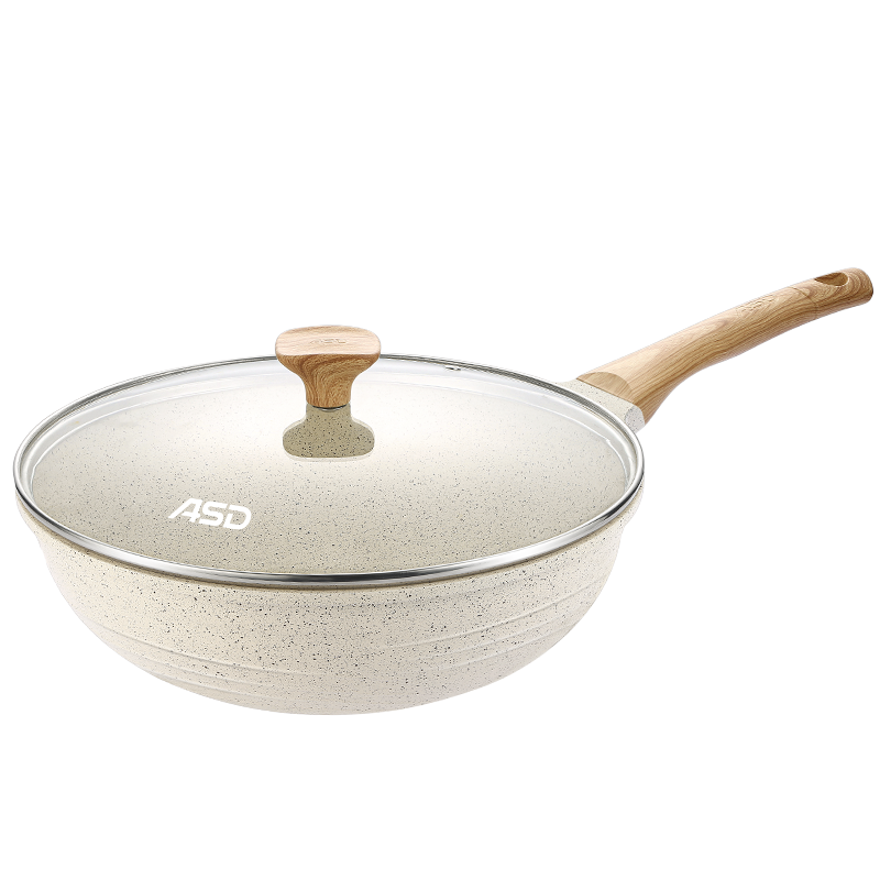 爱仕达炒锅不粘锅 28cm家用多功能少油烟不沾炒菜锅平底炒锅电磁炉燃气灶适用CL28G6WG-Y(黄色)