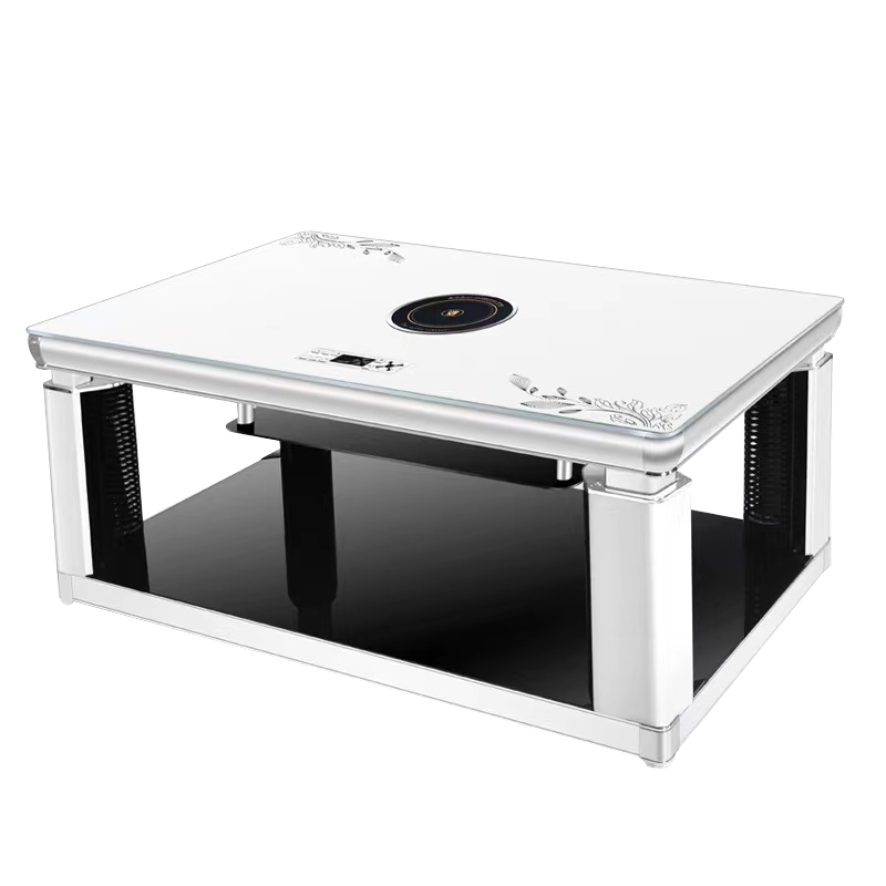 苏宁宜品自营乐普升降取暖茶几电暖桌取暖桌家用多功能客厅茶几钢化玻璃款 珍珠白1.1米 无电陶炉