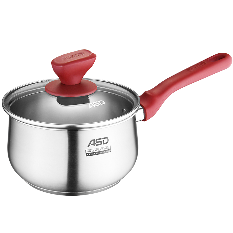 爱仕达奶锅316L不锈钢18CM加厚复底婴幼儿辅食锅电磁炉燃气通用汤锅炖锅NS18B5WG