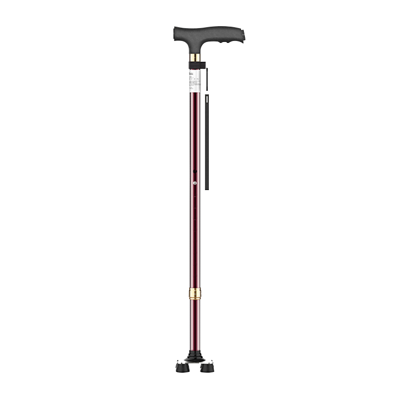 爱护佳手杖拐杖助行器老人四爪四脚拐杖椅四腿行走辅助老年人捌仗轻便折叠椅凳四角防滑可坐的拐棍带凳子 酒红色四脚款拐杖带照明